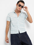 Campus Sutra Textured Horizontal Striped Shirt