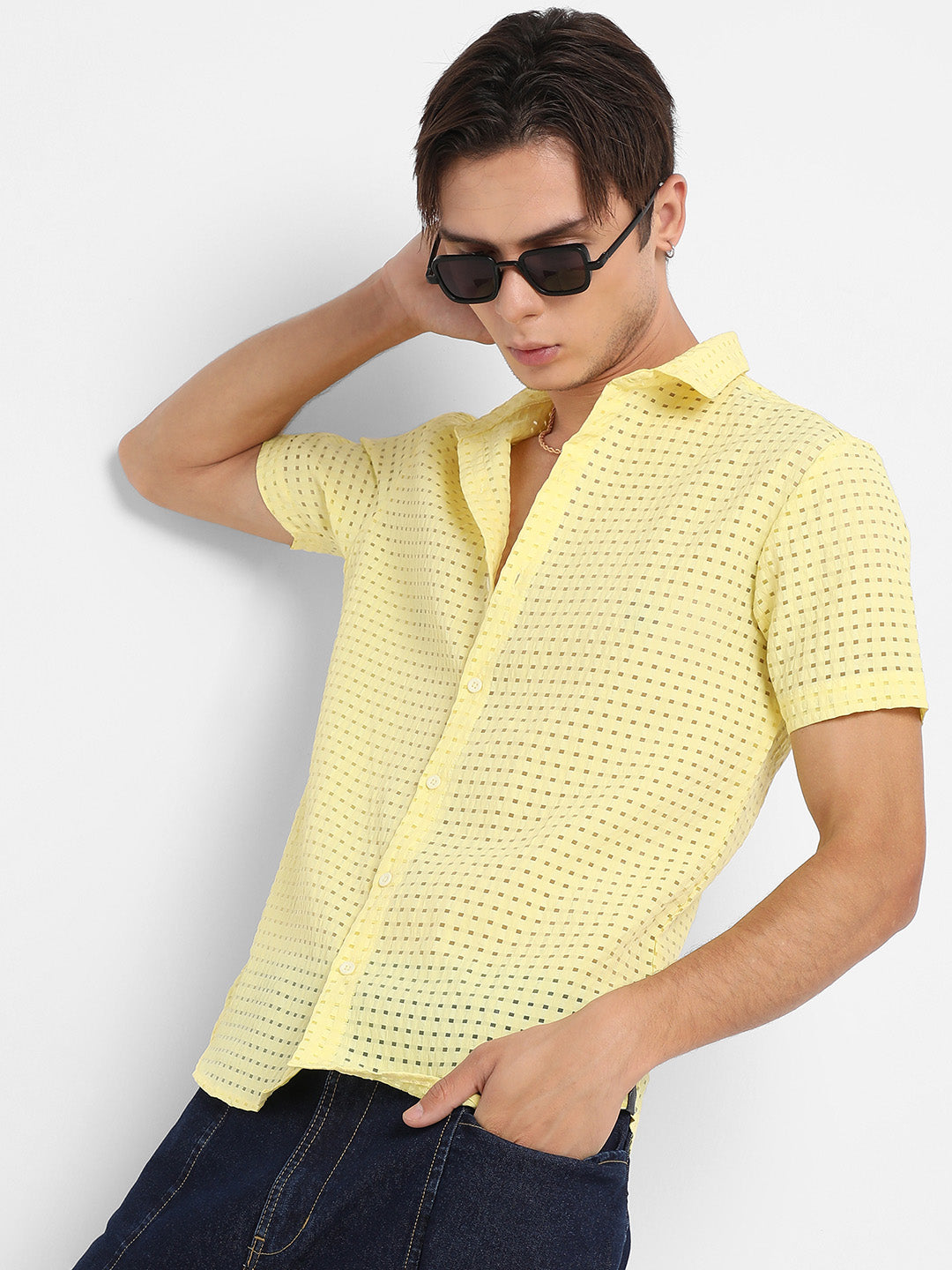 Campus Sutra See-Through Square Shirt