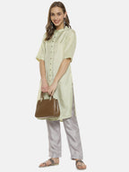 Button-Up Shirt Kurta With Trousers Set