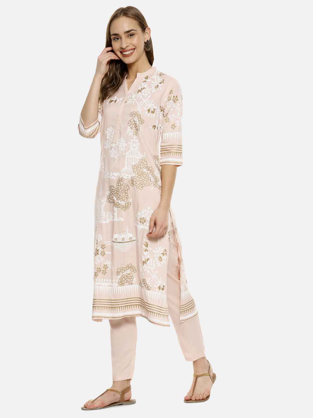 Flora Cluster Print Kurta With Trousers Set