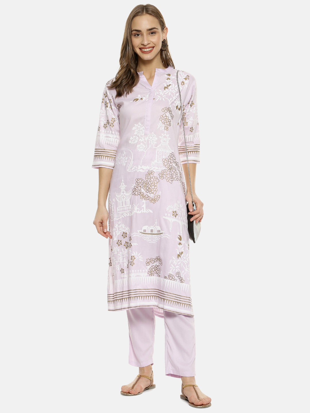 Flora Cluster Print Kurta With Trousers Set