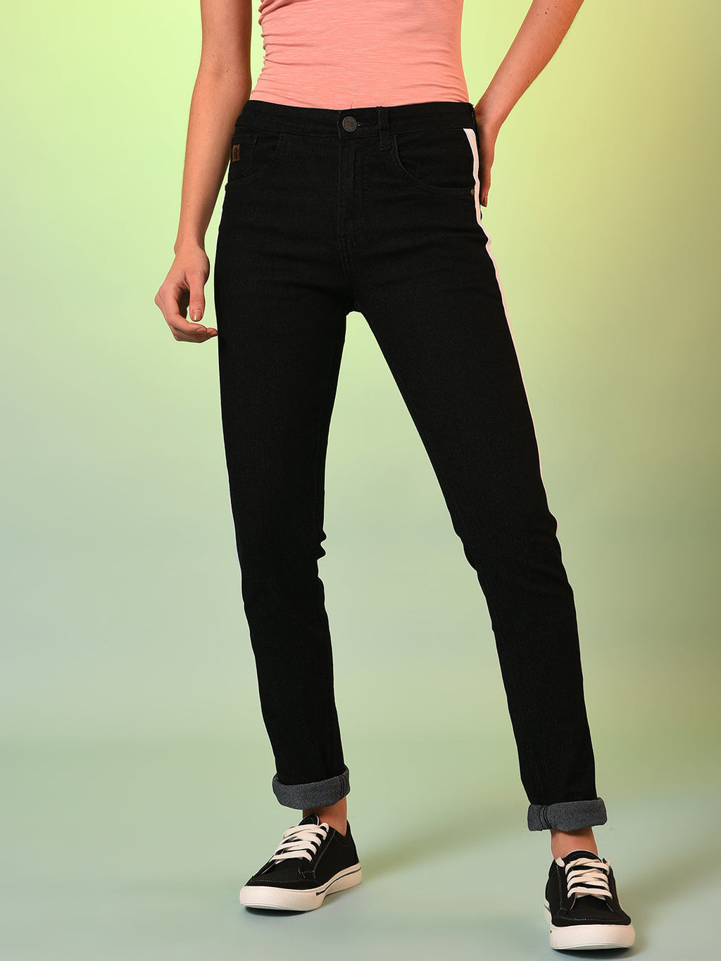 Contrast Side-Striped Denim Jeans