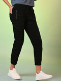 Black Striped Cotton Active Joggers