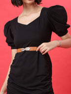 Tan Brown Gold Embellished Stretchable Belt