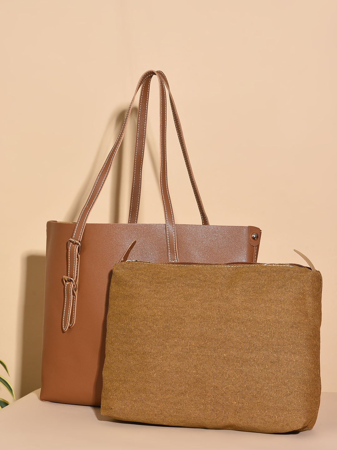 Haute Sauce Julie Brown Tote Bag With Pouch Set