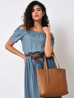 Haute Sauce Julie Brown Tote Bag With Pouch Set