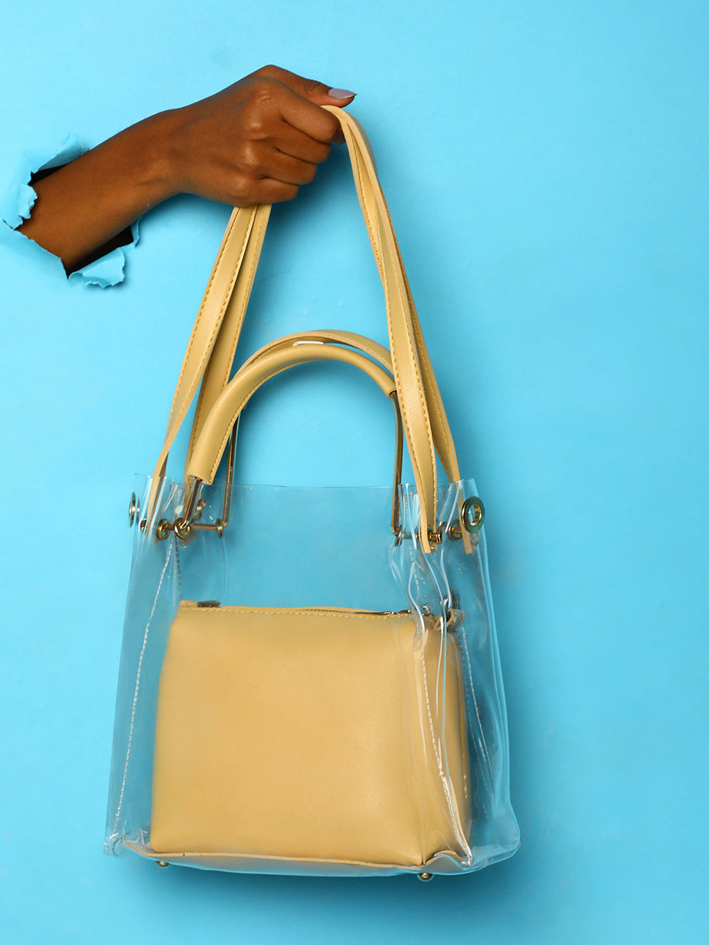 Haute Sauce Roxanne Yellow Handbag With Pouch