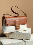 Dual-Tone Delight Brown & White Hand Bag