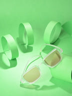 Pink Lens White Wayfarer Sunglasses
