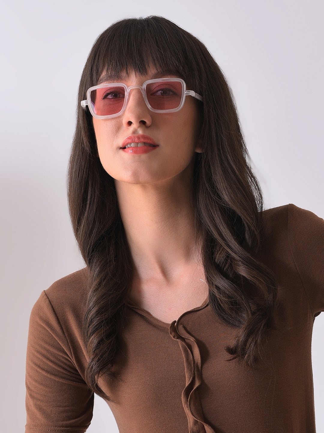 Pink Lens White Wayfarer Sunglasses
