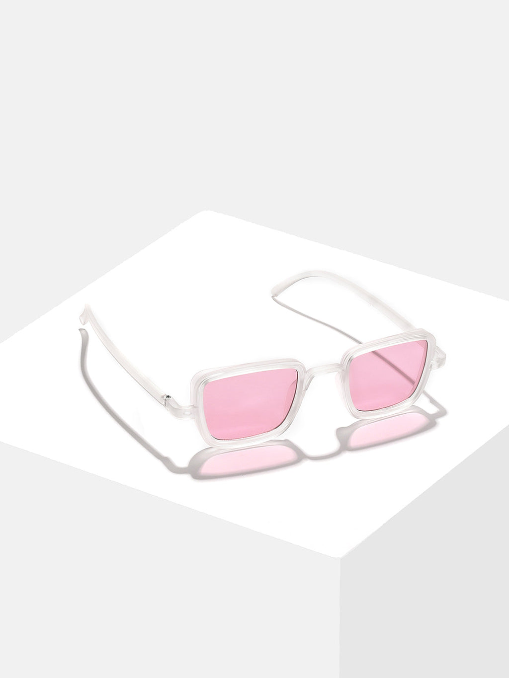 Pink Lens White Wayfarer Sunglasses