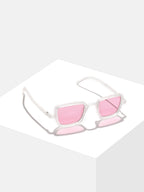Pink Lens White Wayfarer Sunglasses
