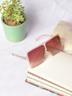 Brown Lens Pink Oversized Sunglasses