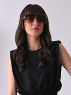 Brown Lens Pink Oversized Sunglasses