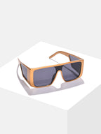 Black Lens Gold-Toned Oversized Sunglasses