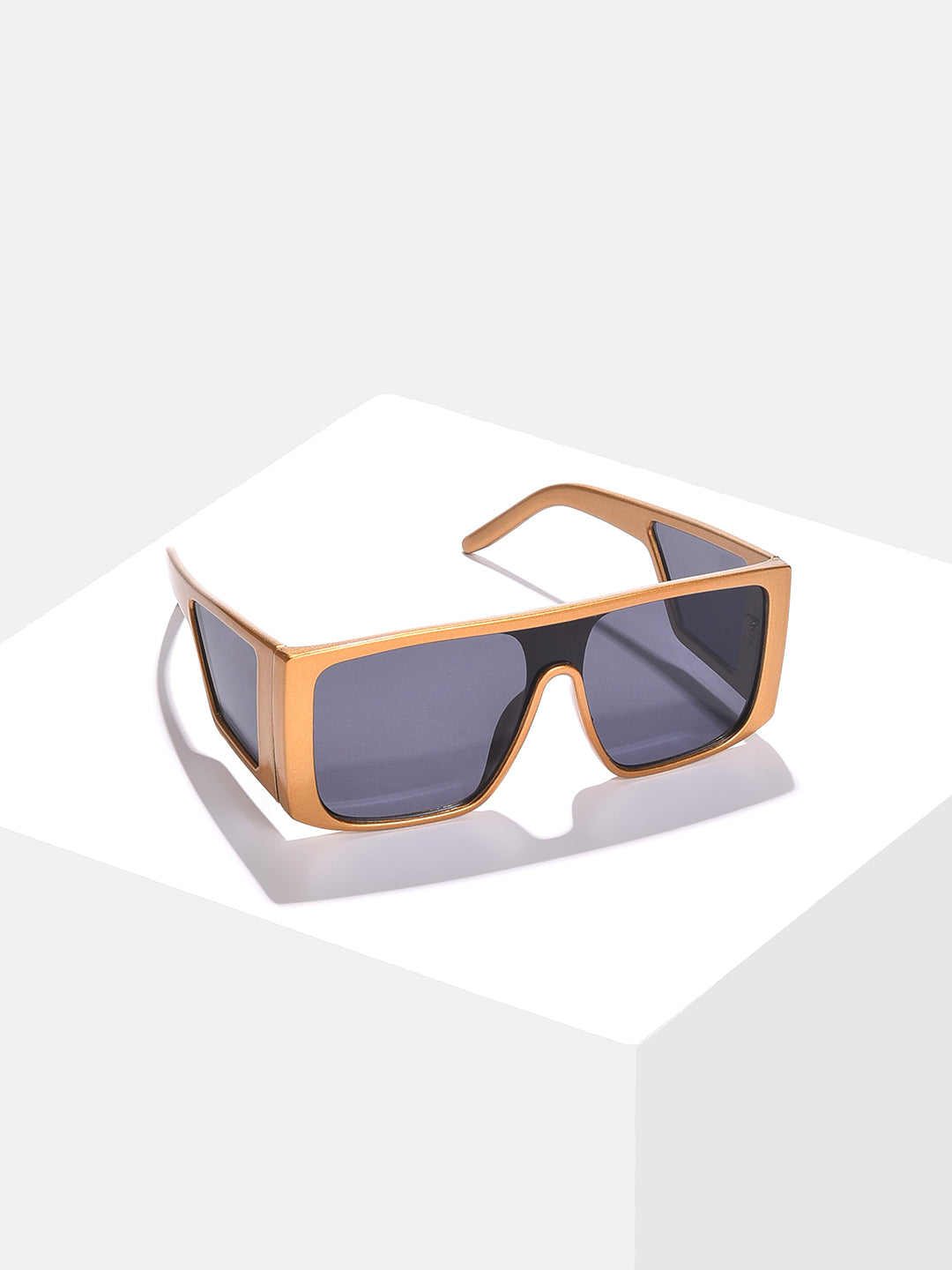 Black Lens Gold-Toned Oversized Sunglasses