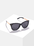 Black Lens Gold-Toned Wayfarer Sunglasses