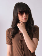 Brown Lens Pink Oversized Sunglasses