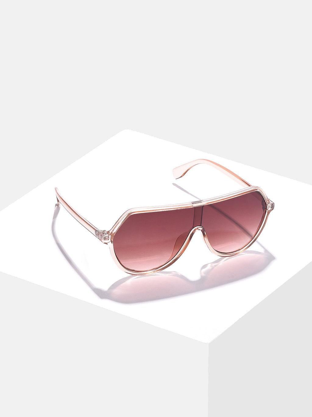 Brown Lens Pink Oversized Sunglasses