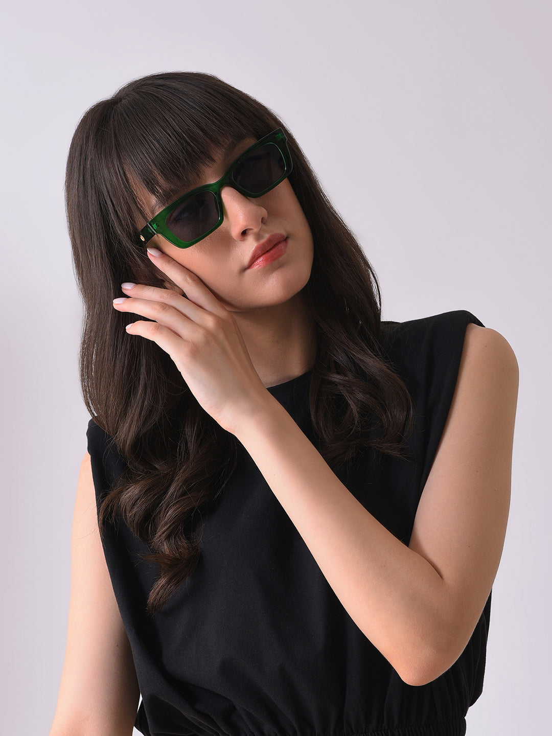 Black Lens Green Rectangle Sunglasses