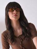 Yellow Lens Green Rectangle Sunglasses