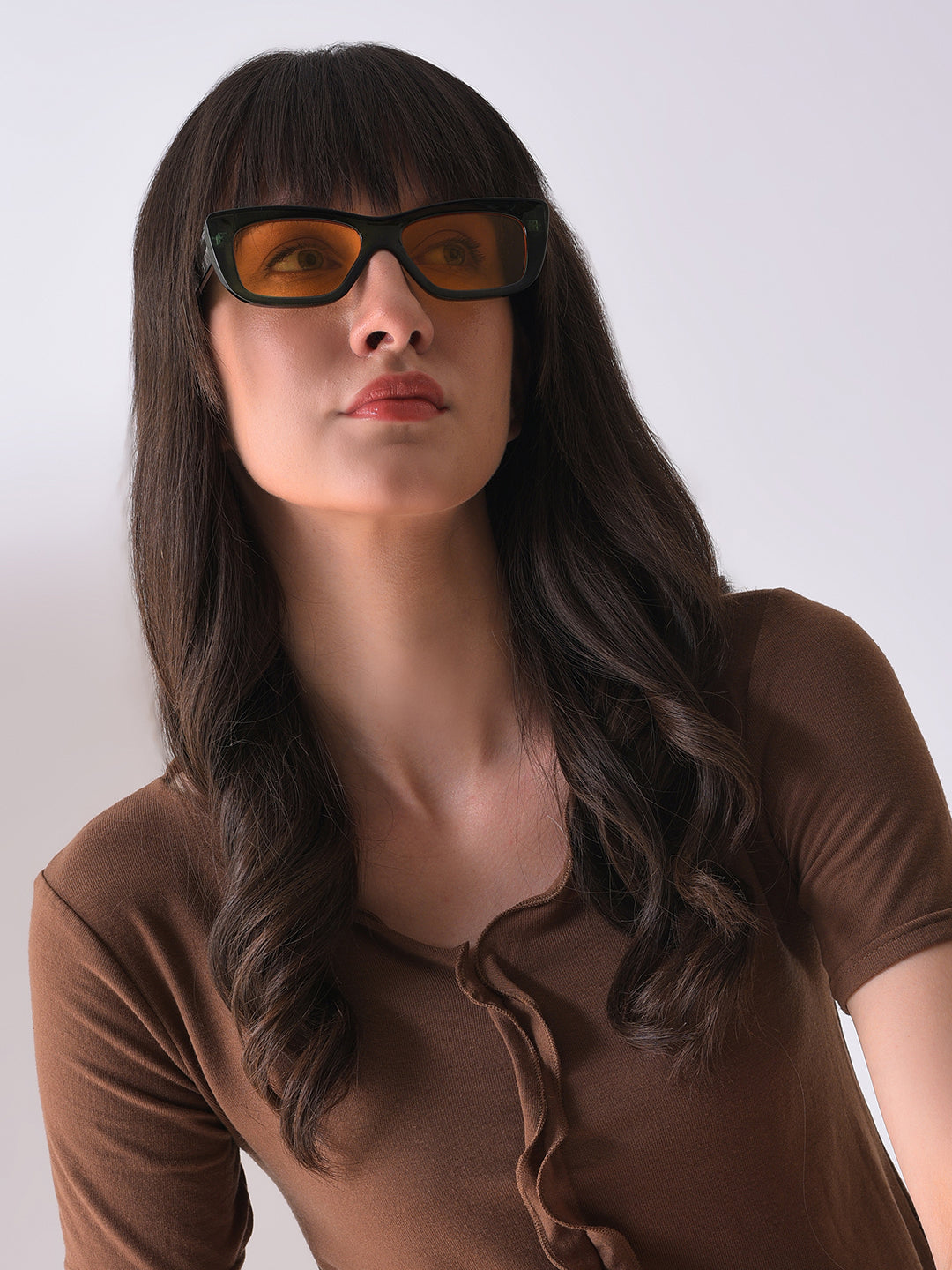 Yellow Lens Green Rectangle Sunglasses