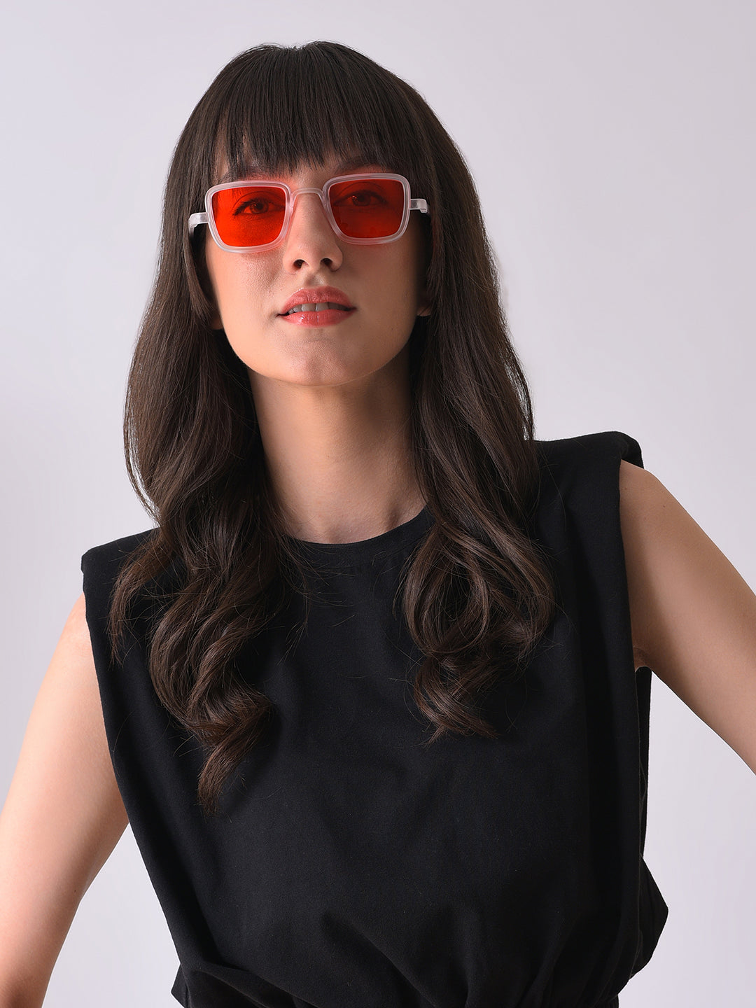 Orange Lens White Wayfarer Sunglasses