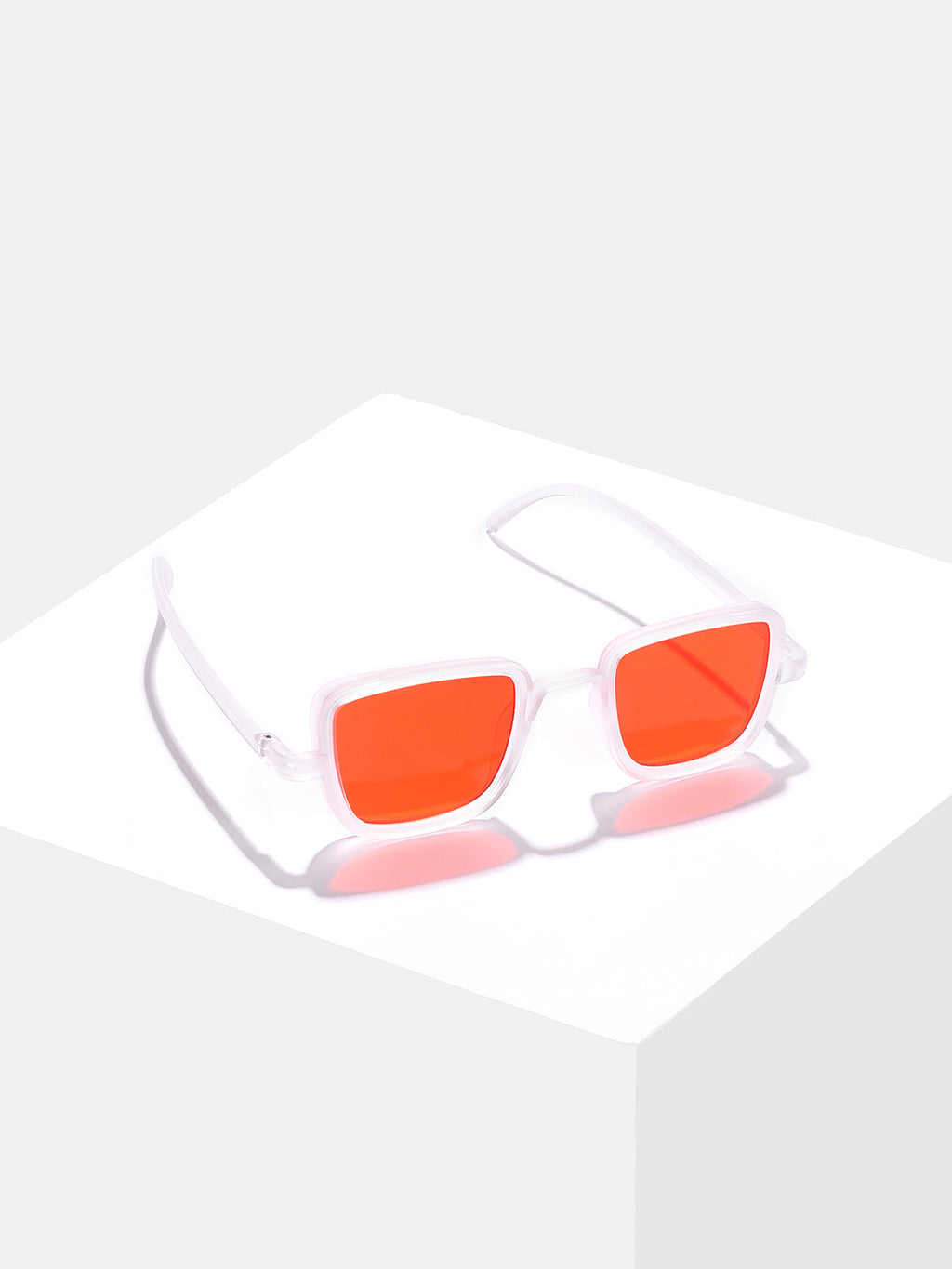 Orange Lens White Wayfarer Sunglasses