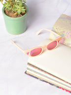 Pink Lens Red Cateye Sunglasses