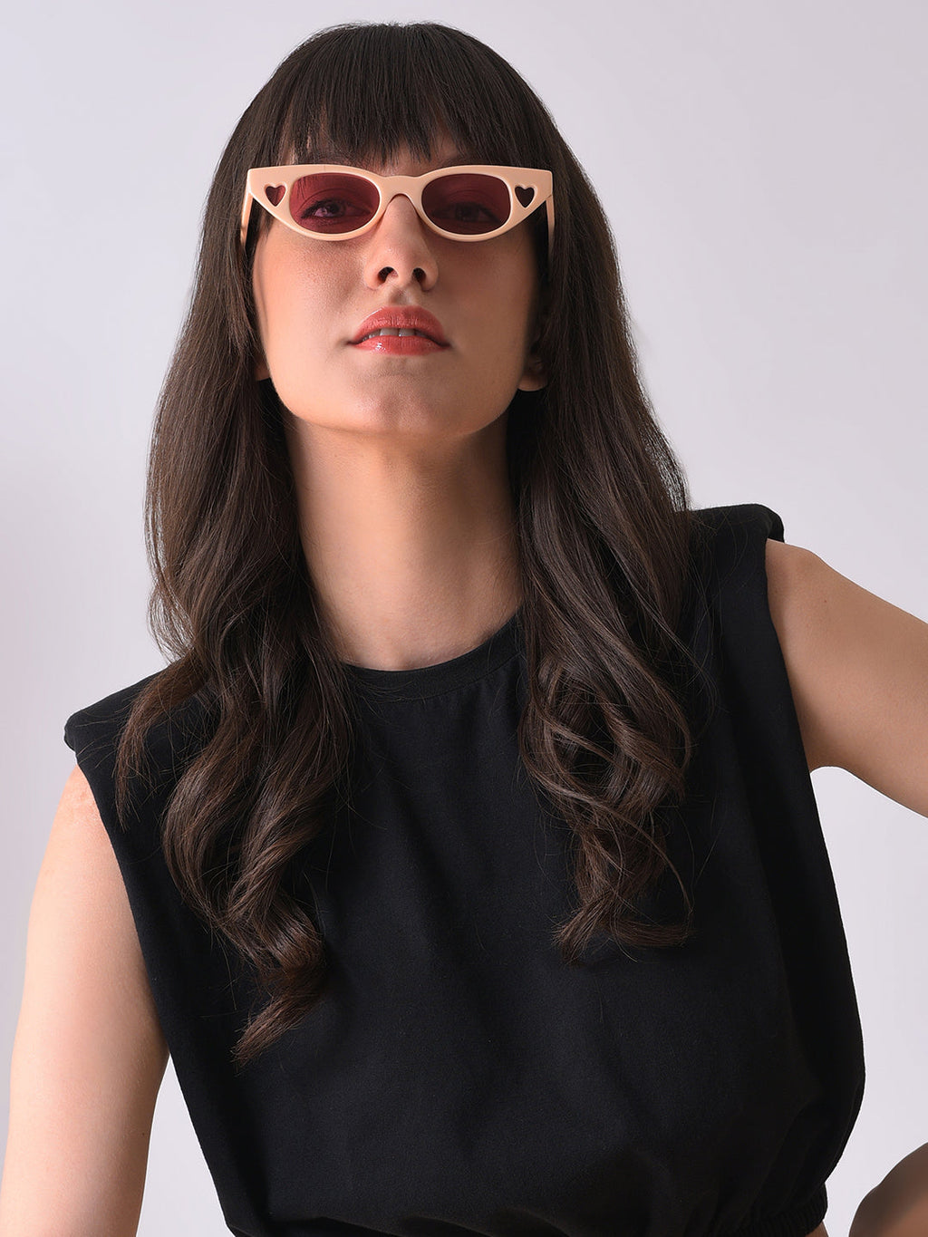 Pink Lens Red Cateye Sunglasses