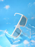 Pink Lens White Oversized Sunglasses