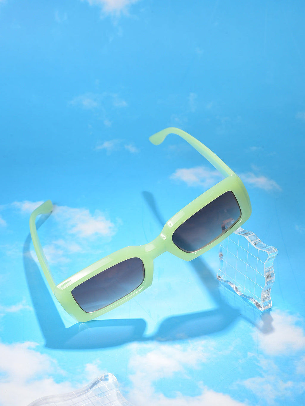 Black Lens Green Rectangle Sunglasses