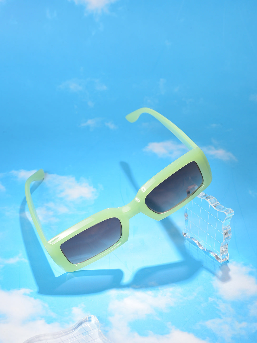 Black Lens Green Rectangle Sunglasses