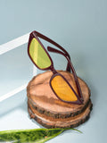 Yellow Lens Brown Butterfly Sunglasses