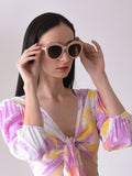 Brown Lens Pink Round Sunglasses