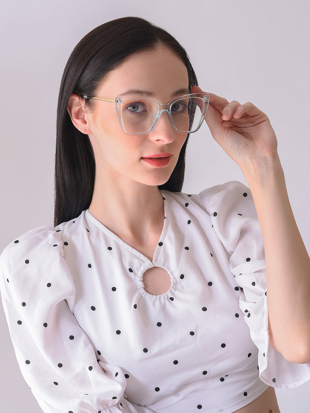 Clear Lens White Cateye Sunglasses