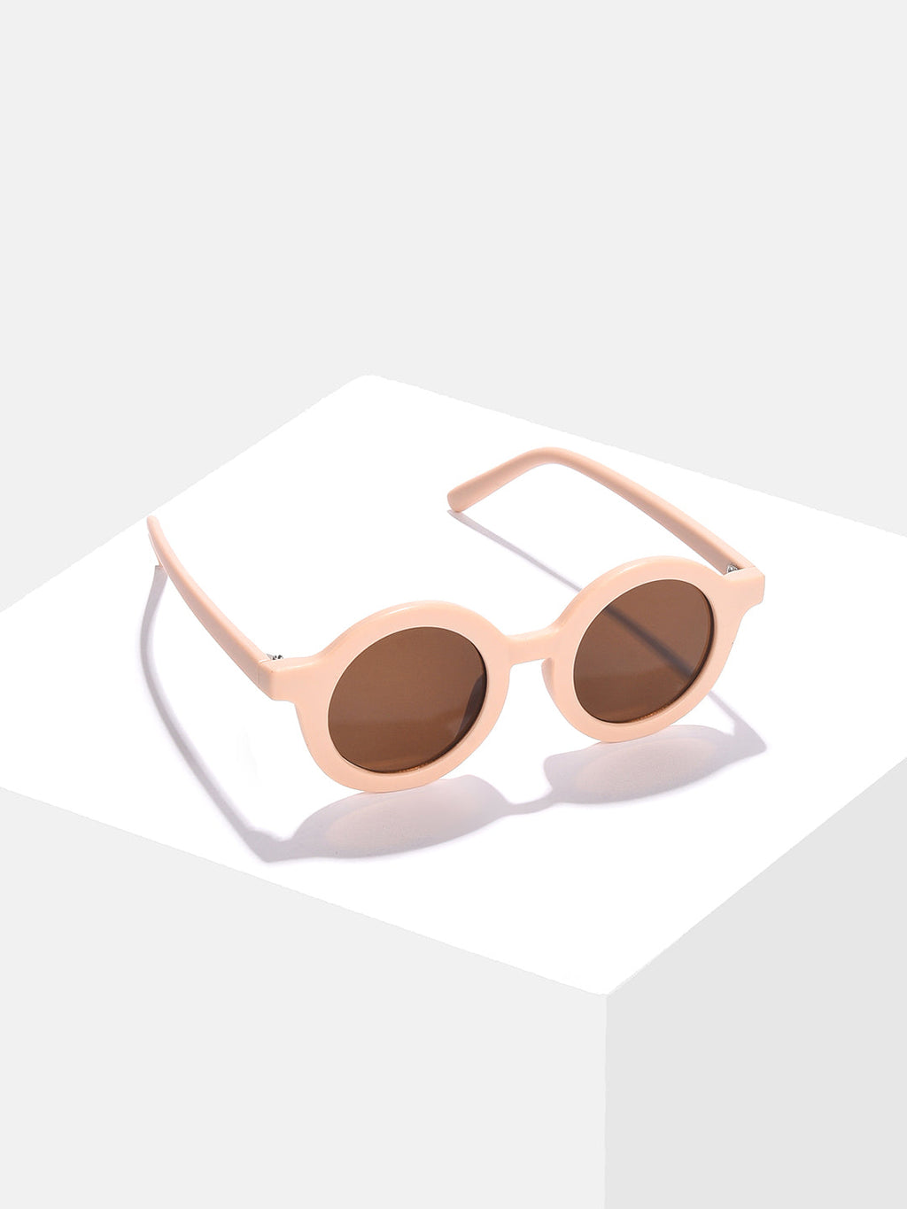 Brown Lens Pink Round Sunglasses