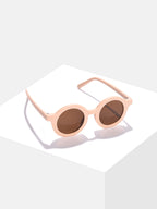 Brown Lens Pink Round Sunglasses