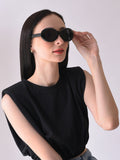Grey Lens Black Oval Sunglasses