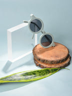 Grey Lens Silver-Toned Oval Sunglasses