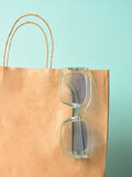 Blue Lens White Rectangle Sunglasses