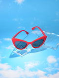 Black Lens Red Cateye Sunglasses