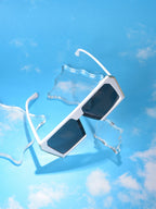 Black Lens White Oversized Sunglasses