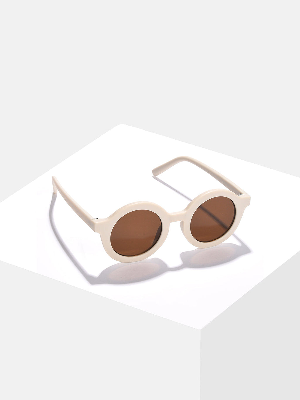 Brown Lens White Oval Sunglasses