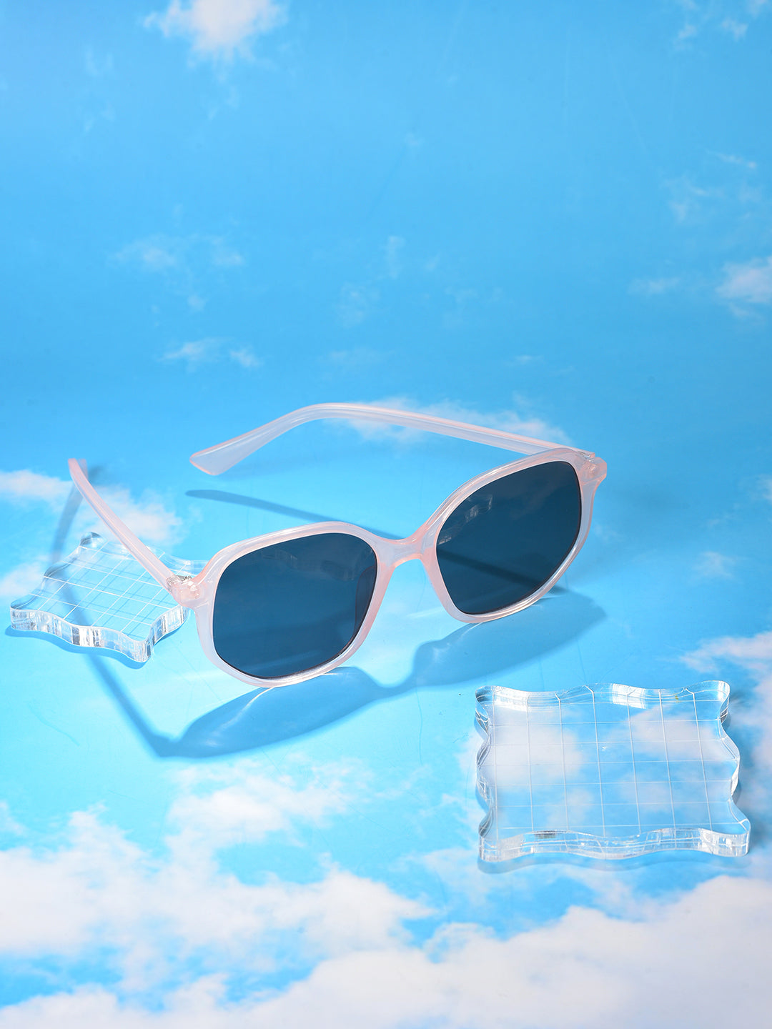 Black Lens Pink Oval Sunglasses