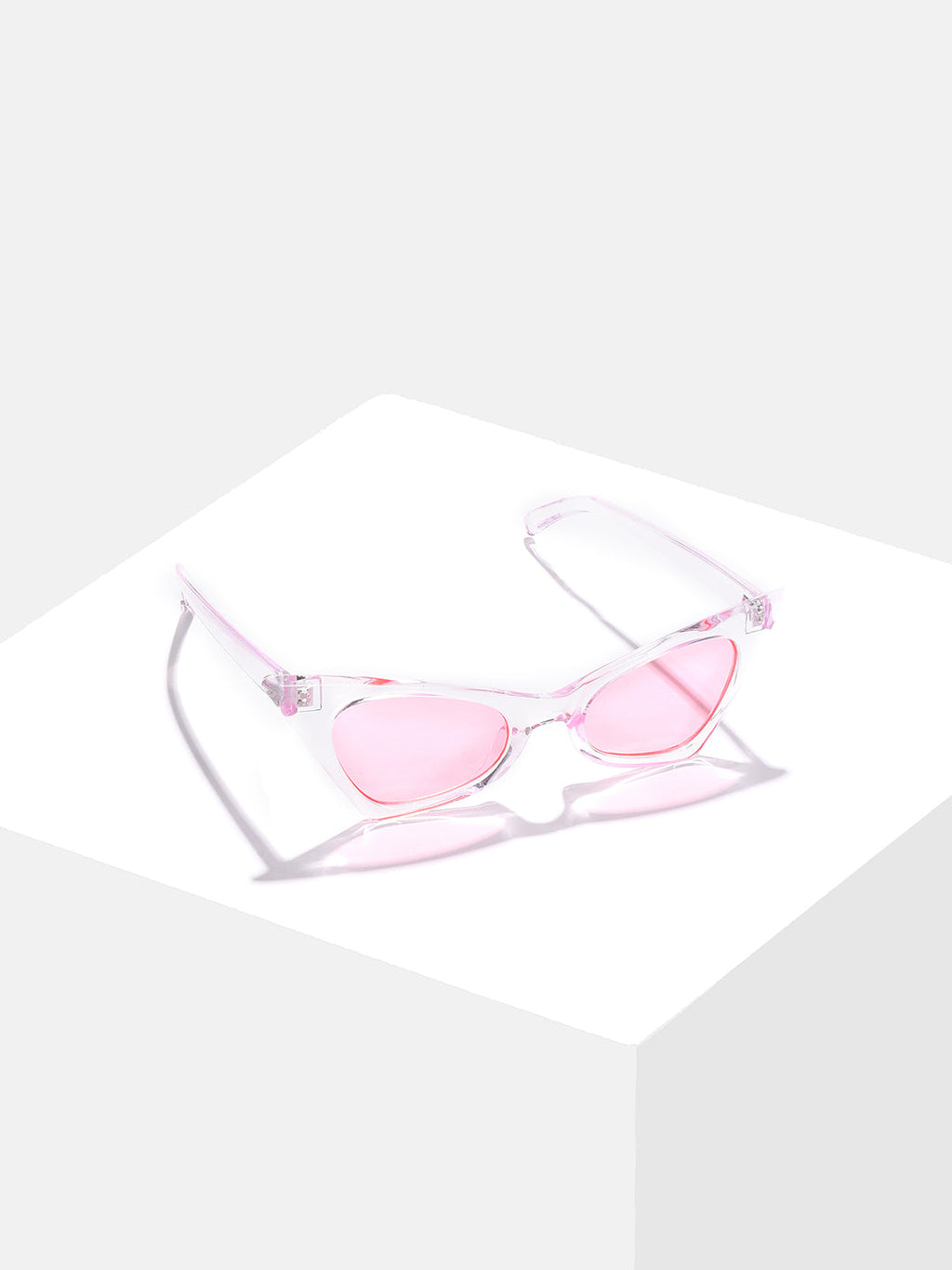 Pink Lens White Cateye Sunglasses