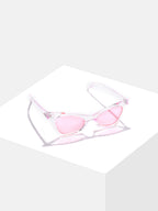 Pink Lens White Cateye Sunglasses