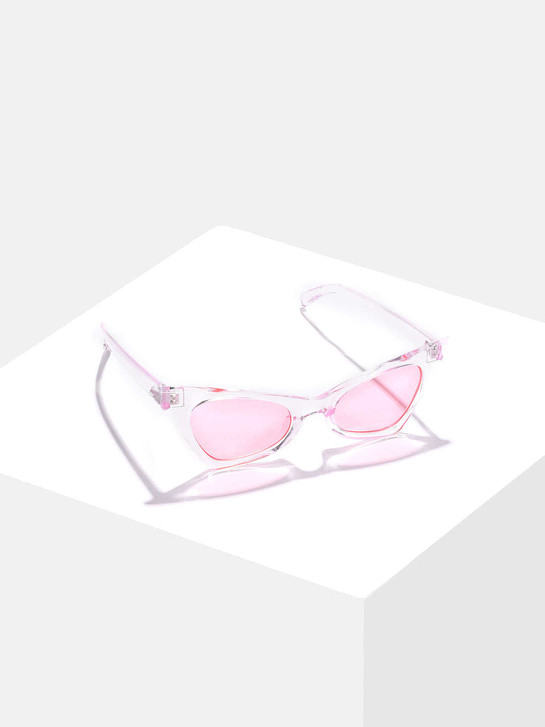 Pink Lens White Cateye Sunglasses
