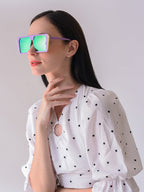 Black Lens Purple Rectangle Sunglasses