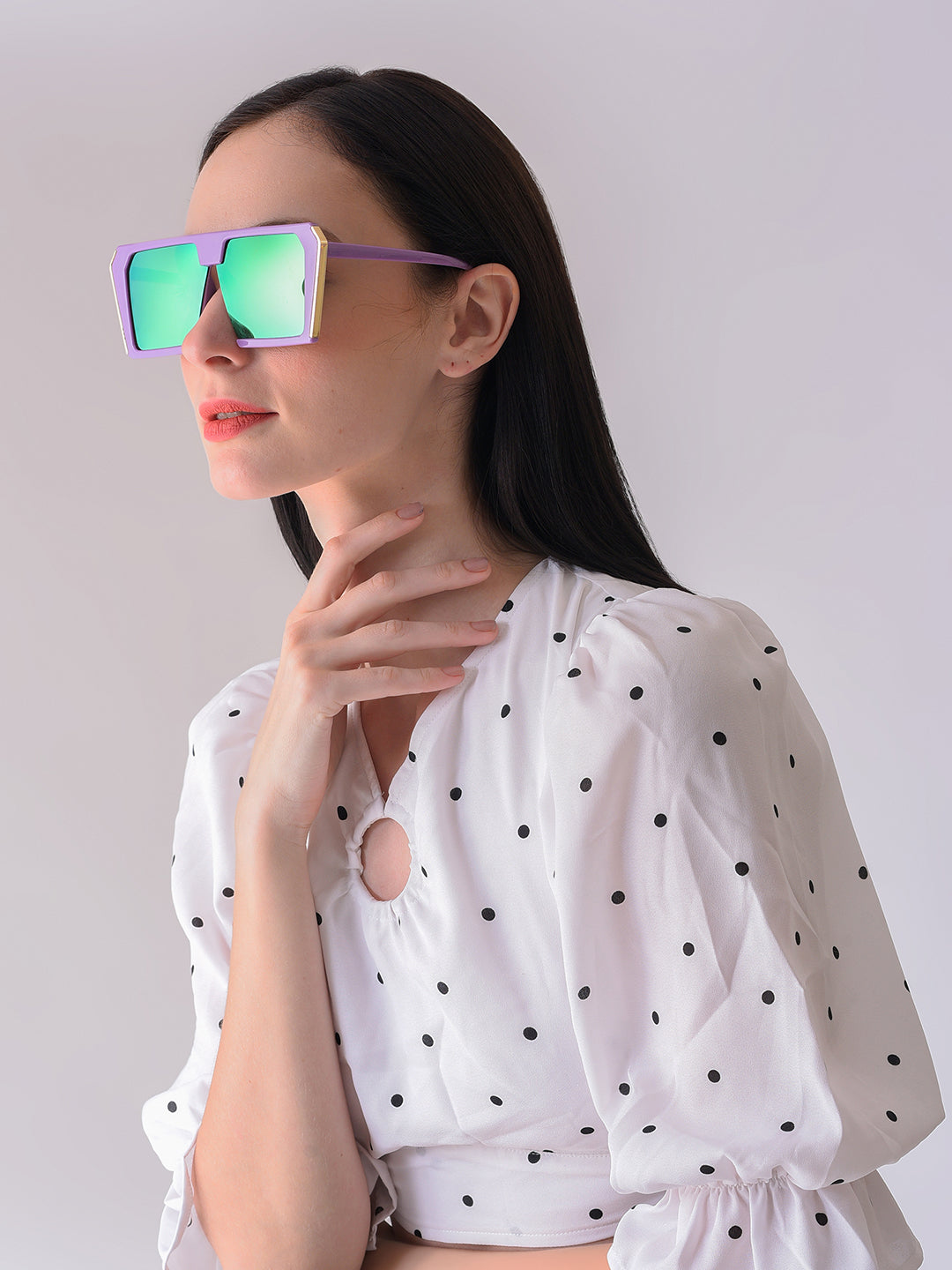 Black Lens Purple Rectangle Sunglasses